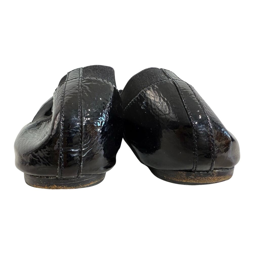 Tory Burch Caroline Ballet Flats Women’s 9 Black Patent Leather Logo Shoes - Picture 6 of 15